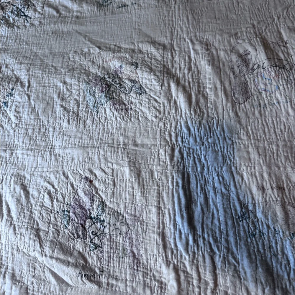 Vintage Bird & Floral Patterned States Quilt READ 96” length‎ X 72” across
